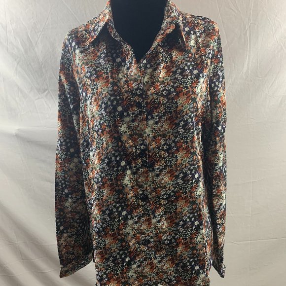 Boho Floral Print Button Down Blouse - Picture 7 of 8